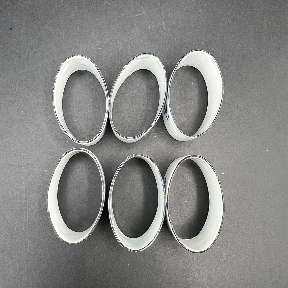 IKEA Heder Swedish Blue White Enamel Napkin Rings Set of 6 Katarina Brieditis